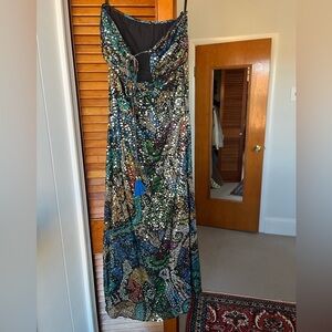 Anthropologie Multicolor Mosaic Sequin Strappy Dress